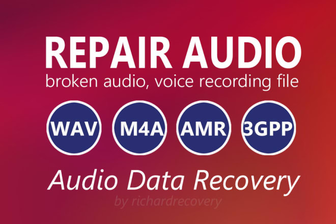 I will repair or fix wav, m4a audio file or voice memo recorder data recovery
