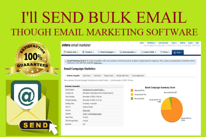 I will send bulk email marketing with text, images, html templates