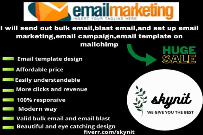 I will send out bulk email, email blast, email marketing, email campaign