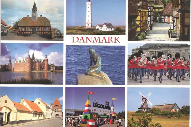 I will send postcards and products from denmark
