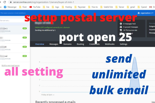 I will setup postal smtp email server to send bulk email