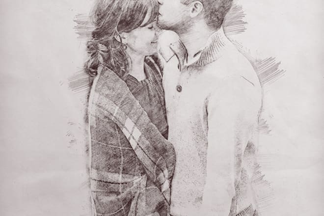 I will turn your beautiful couple photo into a pencil style sketch