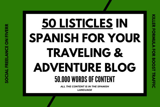 I will write 50 listicles in the traveling and adventure niche