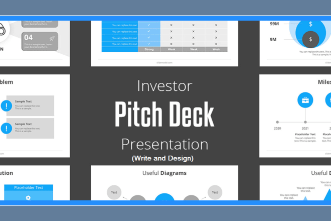 I will write, design investor pitch deck or presentation and business plan
