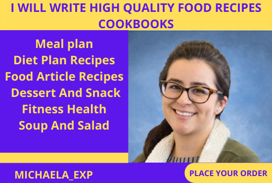 I will write high quality food recipes, cookbooks, diet and meal plan for your cookbook