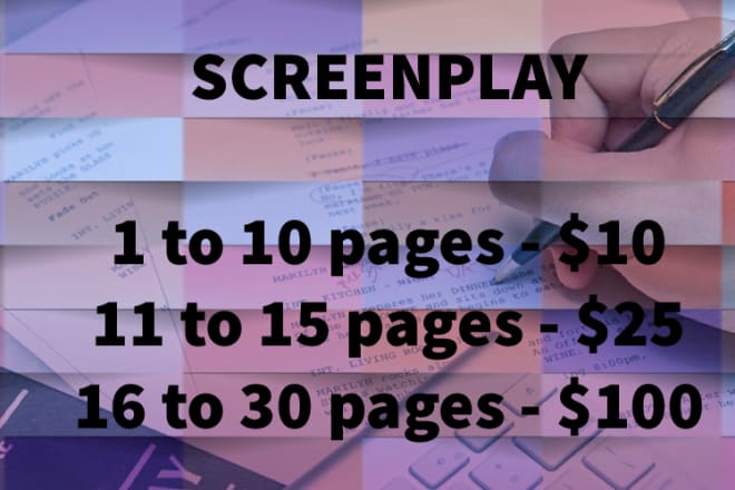 I will write screenplays for your films, TV shows and web series