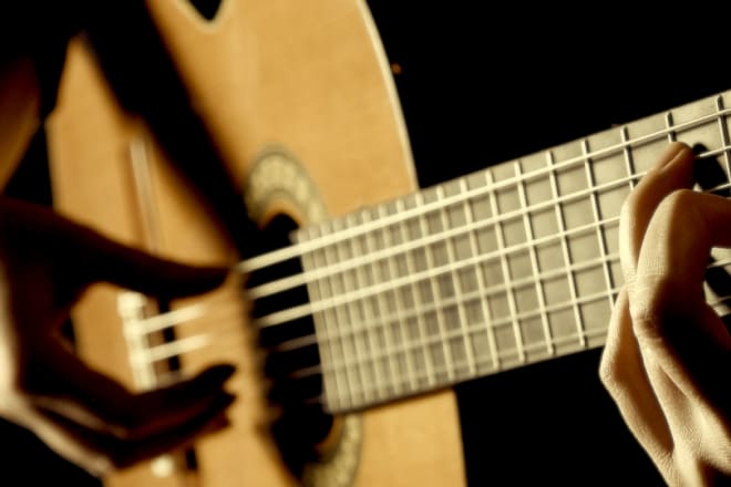 I will record a professional flamenco or nylon strings guitar