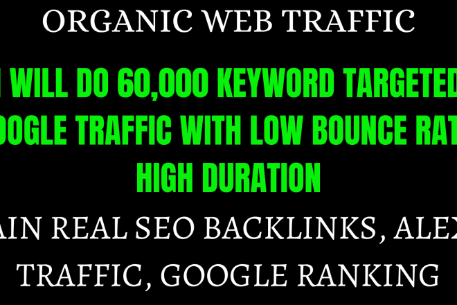 I will 60,000 keyword targeted google traffic with low bounce rate