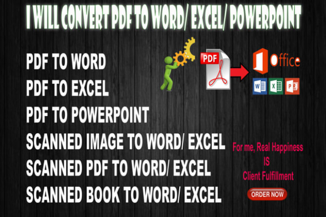 I will accurately convert pdf to word, PDF to excel, image file to word