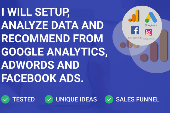 I will analyze your data from google analytics, adwords, facebook