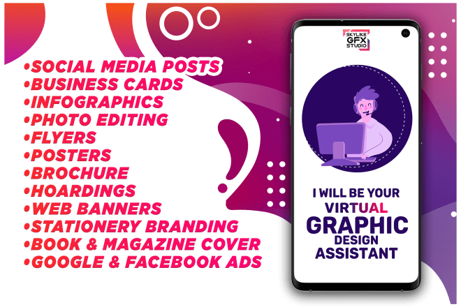 I will be your personal graphic design assistant, graphic designer as virtual assistant