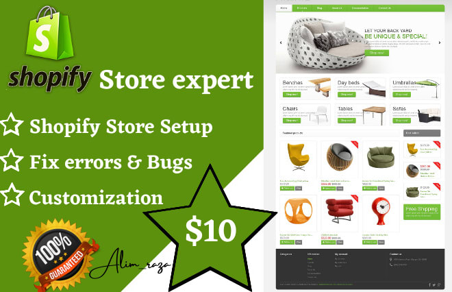 I will be your shopify expert to design shopify store, fix bugs and errors