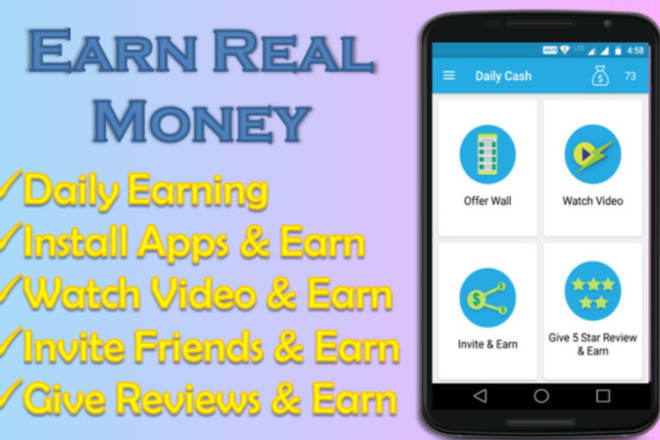 I will build a professional earning app for you both android, ios and web