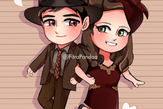 I will chibi couple art commission cute style
