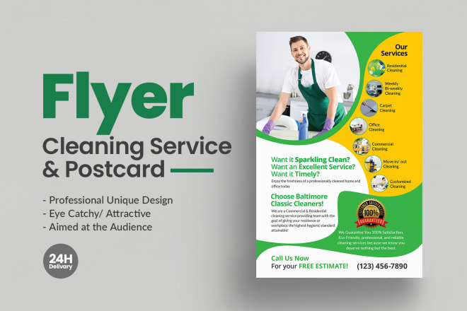 I will cleaning service flyer or cleaning service postcard design