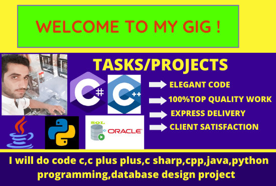 I will code c,c plus plus,c sharp,cpp,java,python programming,database design project