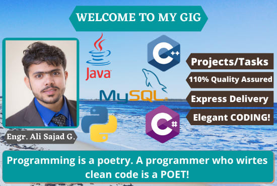 I will code java, python, cpp, c sharp and database tasks