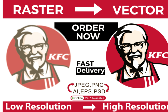 I will convert logo or image to vector ai, psd, svg, high quality