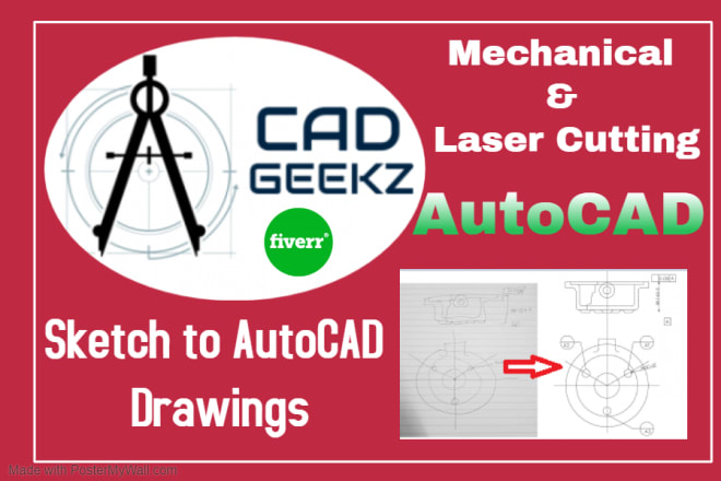 I will convert mechanical or laser cutting image to autocad drawing