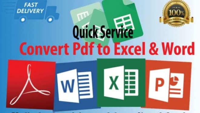 I will convert pdf, jpg, to word, excel, powerpoint