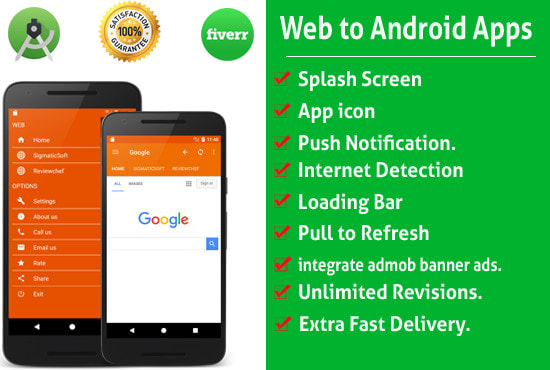 I will convert your website to android app, wordpress to app in 1 h