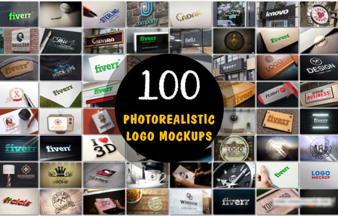 I will create 100 photorealistic 3d logo mockups