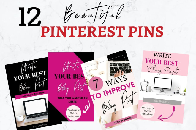 I will create 12 pinterest pin graphics for your blog and business