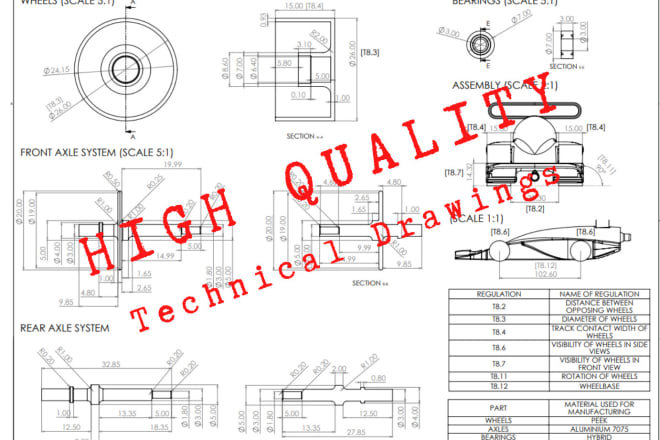 I will create 2d technical drawings of your products