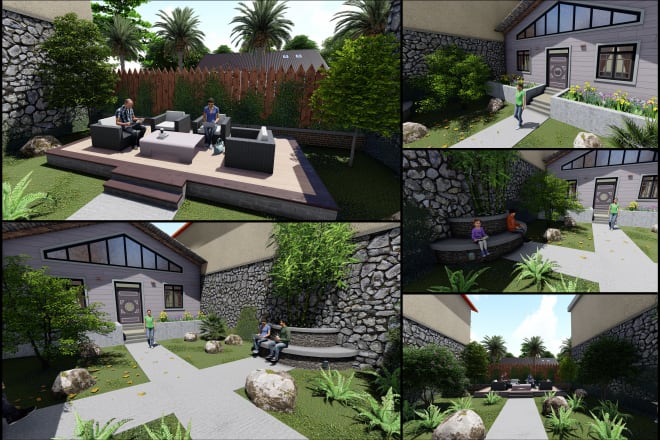 I will create 3d landscape design and renderings for your garden and backyard