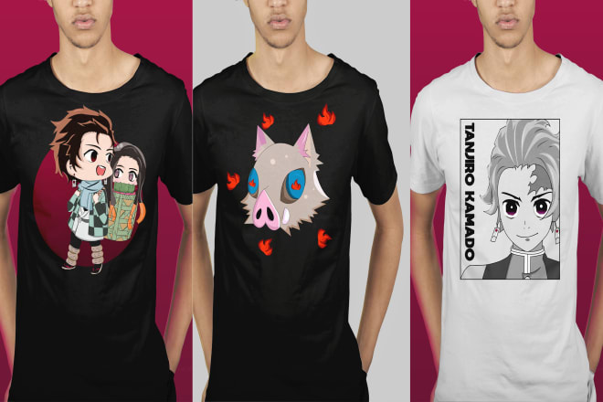 I will create an anime or cartoon teeshirt artwork