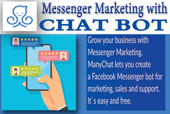 I will create an awesome facebook messenger bot with many chats