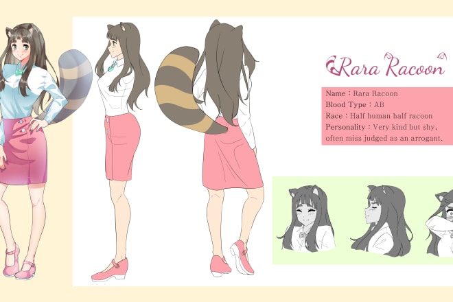 I will create anime reference sheet for your character