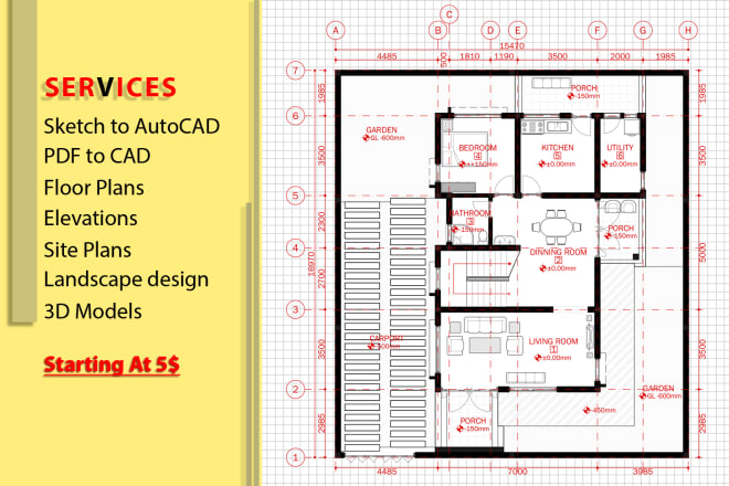 I will create autocad drawings, floor plans and 3ds