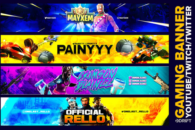 I will create awesome gaming banners for youtube, twitch, twitter and facebook