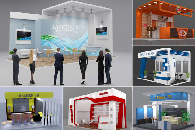 I will create best quality 3d exhibition stall design, booth and media wal