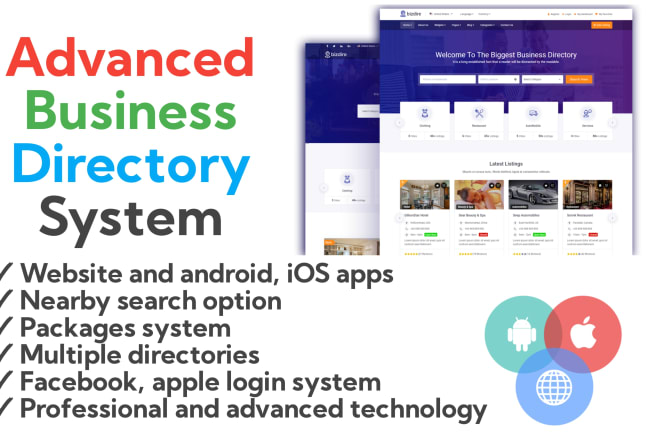 I will create business directory website with mobile app