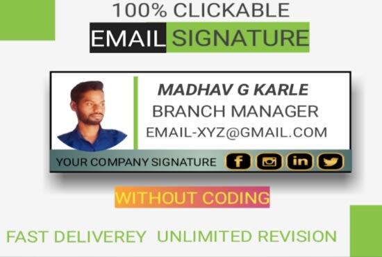 I will create clickable email signature and setup in gmail account