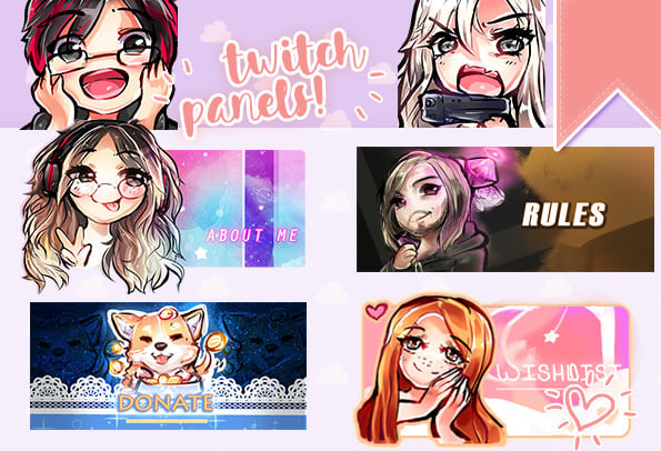 I will create custom anime twitch panels with you or your character