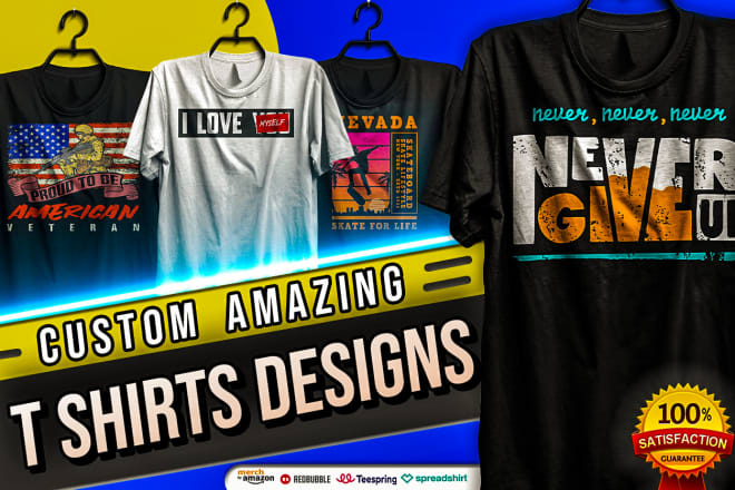 I will create custom t shirt designs for teespring,merch, printful
