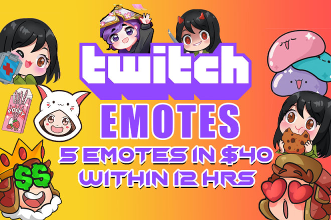 I will create custom twitch emotes or sub badges in 12hours