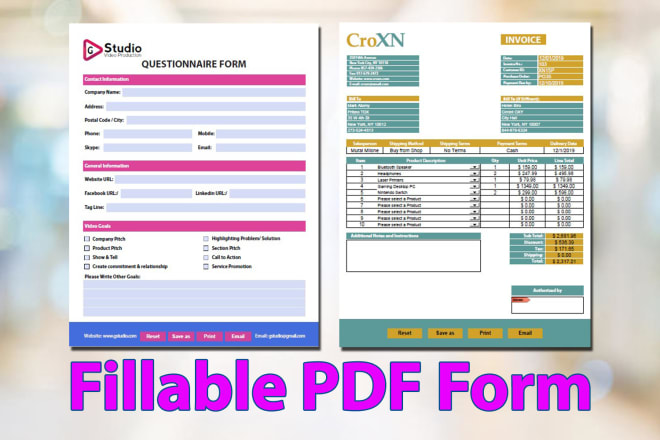 I will create fillable PDF form and interactive invoice in acrobat