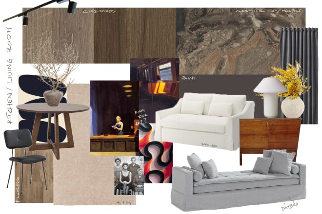 I will create mood boards with shopping lists