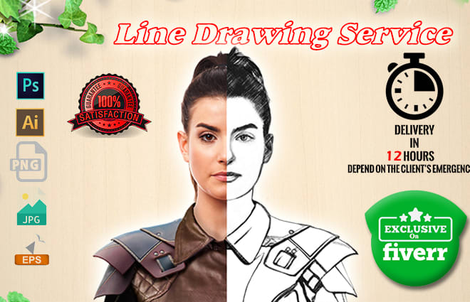 I will create photo to line drawing vector illustration within 24 hours