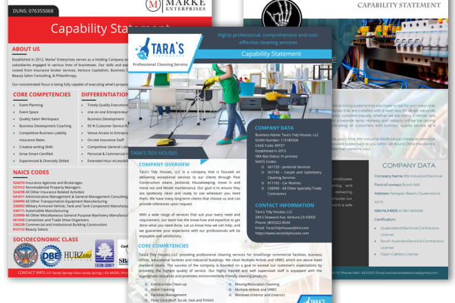 I will create professional capability statement template design for your business