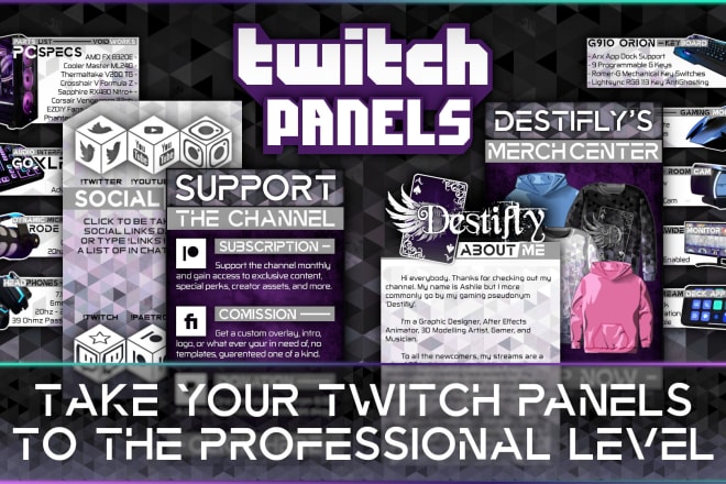 I will create professional clean modern twitch panels