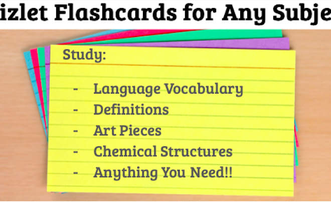 I will create quizlet flashcards for any subject