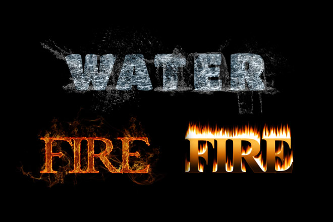 I will create text effects like fire flame text effect, water text effect