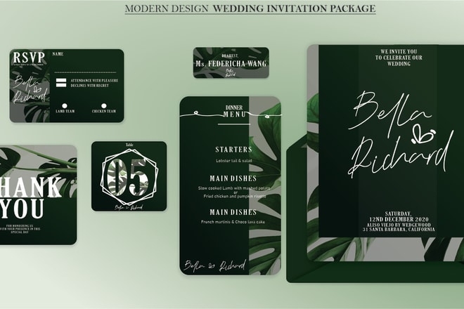 I will create unique wedding invitation package
