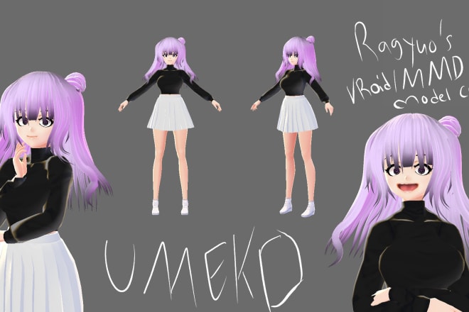 I will create vroid mmd models for you