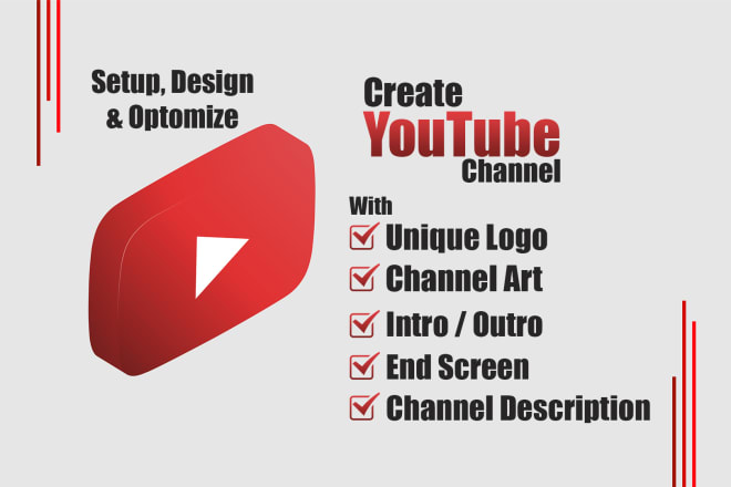 I will create youtube channel with logo, banner, intro, outro